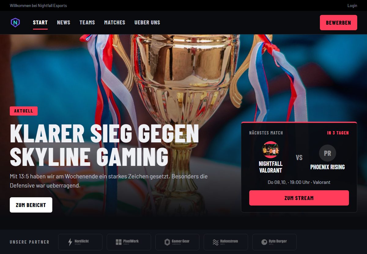 Home page in the Pro Org design with sample data